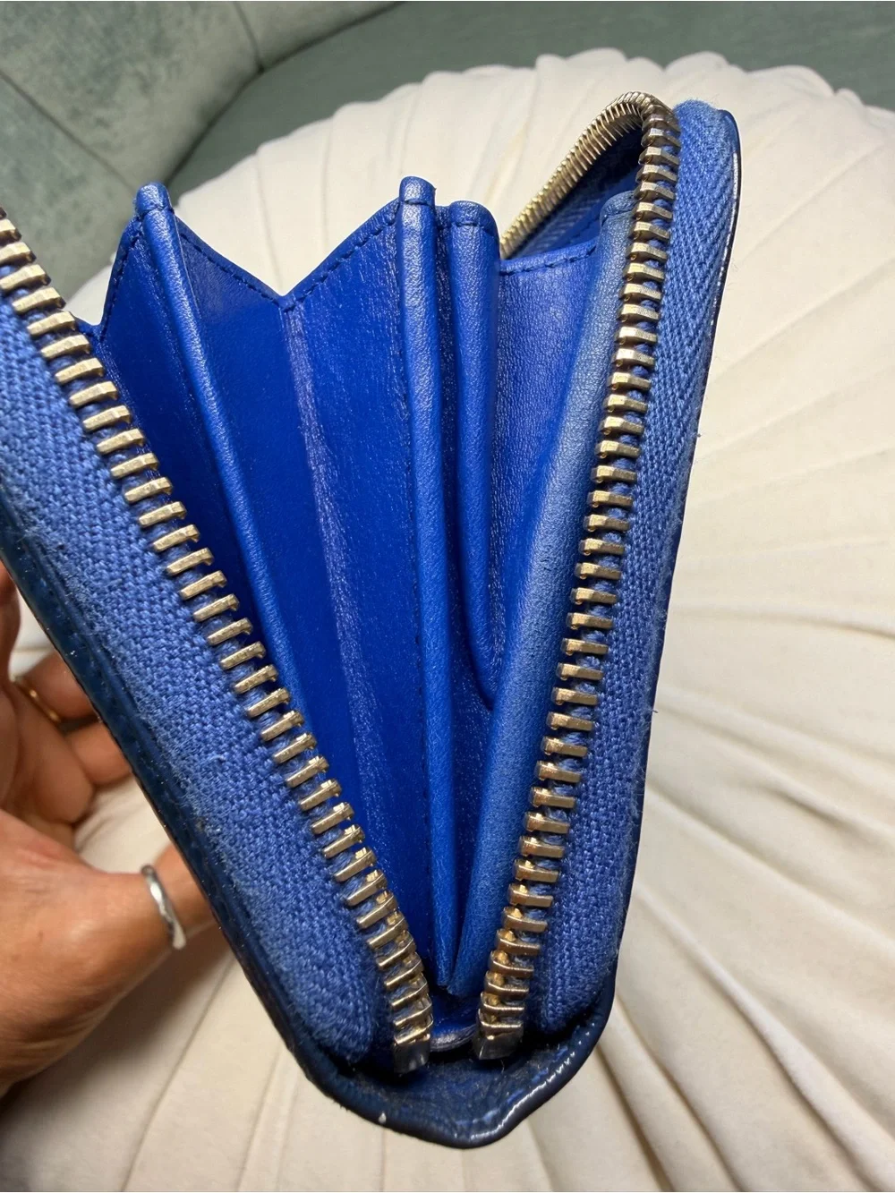 Saint Laurent Electric Blue Patent Zip-Around Wallet